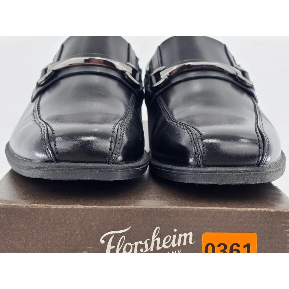 Florsheim Reveal Bit Jr. Loafers Boys 5.5M Black Leather Dress Shoes -New
